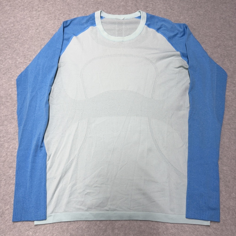 Lululemon Swiftly Tech Shirt Womens 12 Blue Long Sleeve Seamless Athletic Top